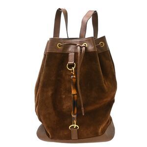 Gucci Vintage Bamboo Suede Brown Suede Backpack Bag